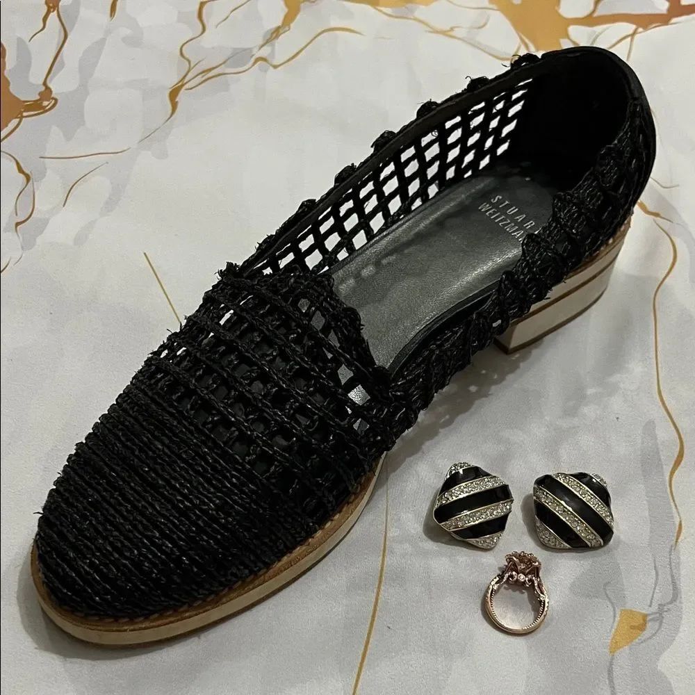 * Stuart Weitzman Black Woven Flats